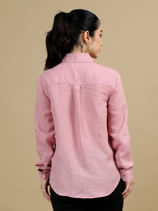 100% Premium Pure Linen Mighty Rose Women Shirt