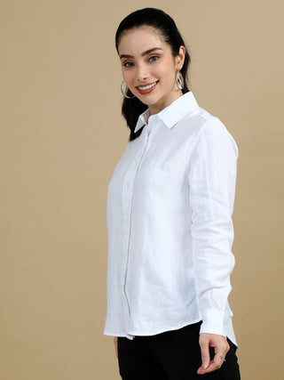 100% Premium Pure Linen White Women Shirt