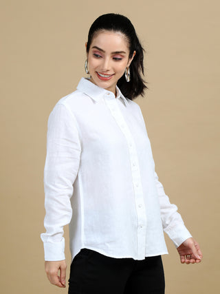 100% Premium Pure Linen White Women Shirt