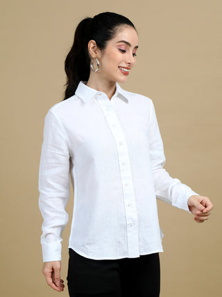 100% Premium Pure Linen White Women Shirt