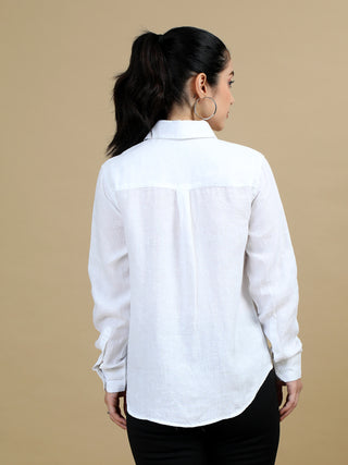 100% Premium Pure Linen White Women Shirt