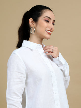 100% Premium Pure Linen White Women Shirt