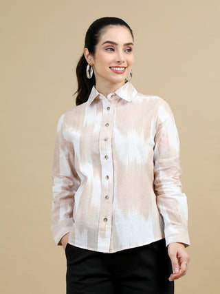 Ikkat Indian Print Classic Collar Women Shirt